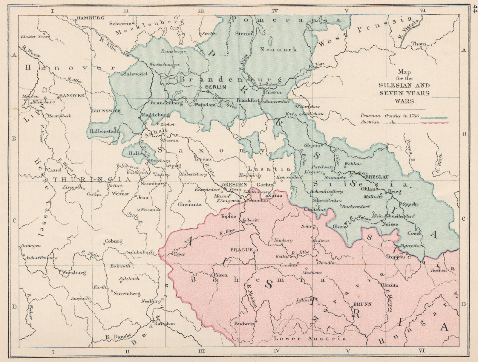 SILESIAN & SEVEN YEARS WARS. Austria & Prussia frontiers 1756 1907 old map